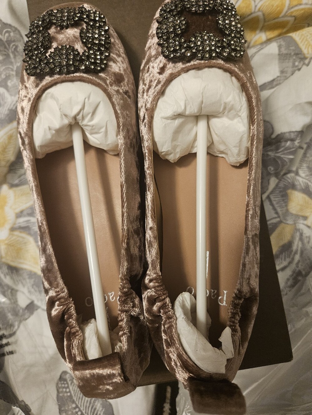 NIB Linea Paolo Mulberry Velvet Embellished Ballet Flats - Mulberry Brown - Picture 4 of 5